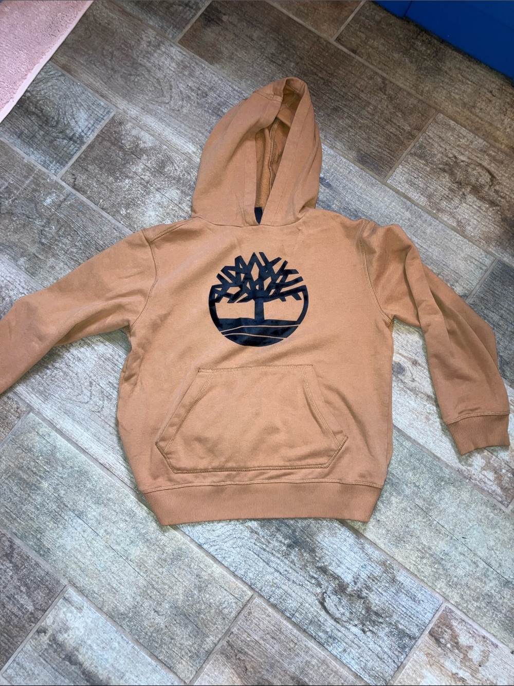 Timberland Kids Tan Hoodie with Black Tree Logo